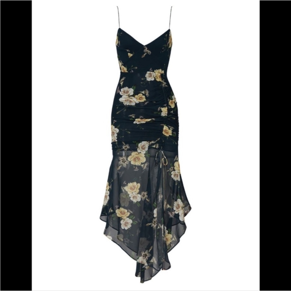 NICHOLAS floral midi dress in blue